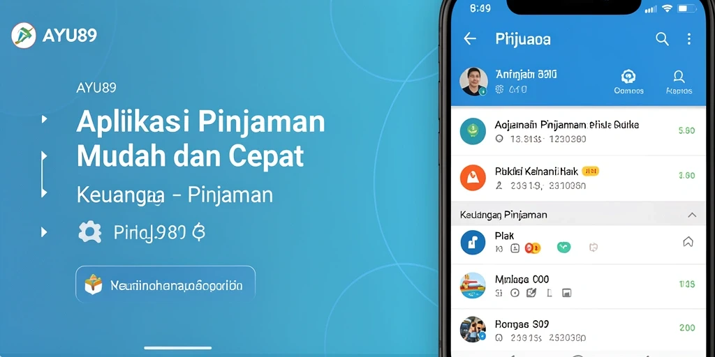Antarmuka AYU89 yang sederhana dan mudah digunakan untuk pengajuan pinjaman.