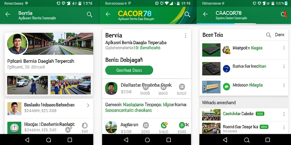 Tampilan antarmuka aplikasi CACOR78 dengan berita daerah terbaru.