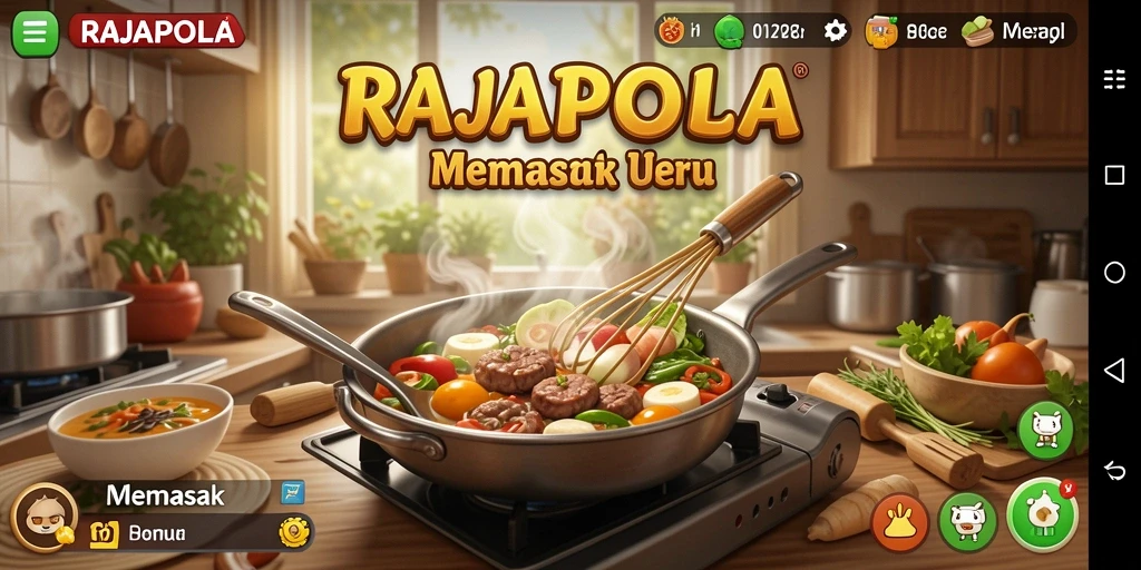 Screenshot RAJAPOLA menampilkan gameplay seru saat memasak.