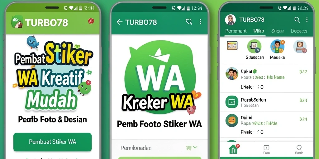 Antarmuka aplikasi TURBO78 untuk pembuatan stiker WA yang intuitif.