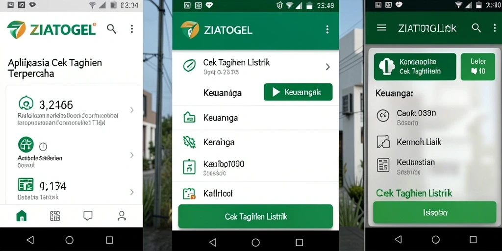 Antarmuka ZIATOGEL yang sederhana dan fungsional untuk cek tagihan listrik.